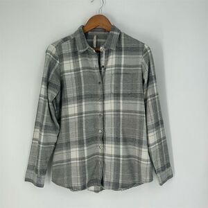 NWOT Kuhl KAMILA Plaid Gray Flannel Button Up Shirt Size S